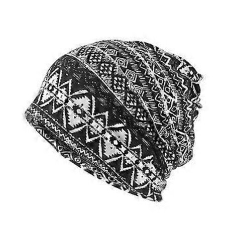 Pustende hodeplagg for kvinner, stilig kjemoterapi-turbanhatt med digitaltrykk for daglig bruk og forskjellige antrekk, svart 2 (svart 2)