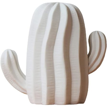 Keramisk Kaktusstaty Kaktusformad Keramisk Skulptur Borddekoration Porslinskaktusfigur Bordscentrum Heminredning (Vit)