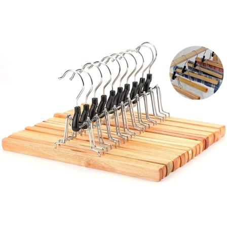 Housunripustimen sarja, 10 kpl, puusta valmistetut vaatetelineet, housunripustimet