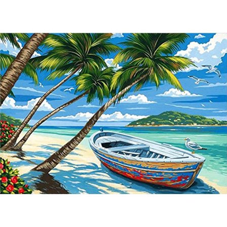 5D Diamantmaleri etter tallsett for voksne Strand, 12X16 tommers Full Diamond DIY broderisett Mal diamantkunst Håndverk Veggdekor
