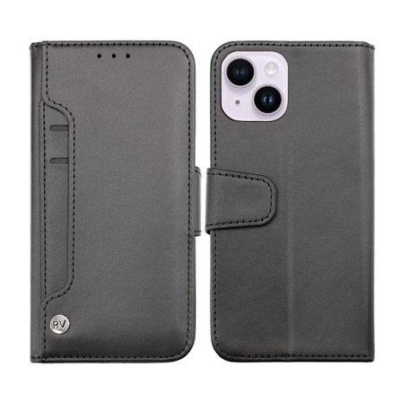 iPhone 14 Plus Plånboksfodral Extra Kortfack Rvelon - Svart