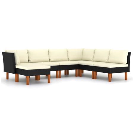 Vidaxl Loungeset För Trädgården Med Dynor 7 Delar Konstrotting S Svart