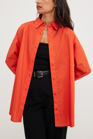 NA-KD Chemise oversize en coton à manches longues - Chemises - Orange - EU 32