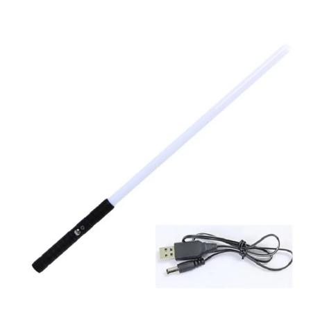 Metall Ljussabel USB Uppladdningsbar 14 färger Ändra Ljus Svärd Leksak Med Kraft Vibration Träffande Ljud Led Blinkande Weapo 1pc black
