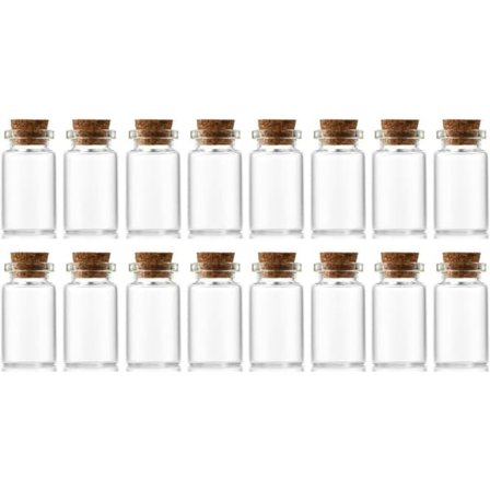 16 stk 8 ml små glassflasker med kork, dekorative flasker, små flasker, søte oppbevaringsglass, 22 x 40 mm