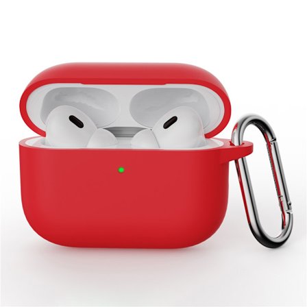 Silikoneetui med karabinhage Apple AirPods Pro 3 Rød