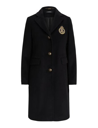 Crest-Patch Wool-Blend Coat Black Lauren Ralph Lauren