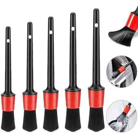 5st detaljborsteset för bil interiör & exteriör rengöring