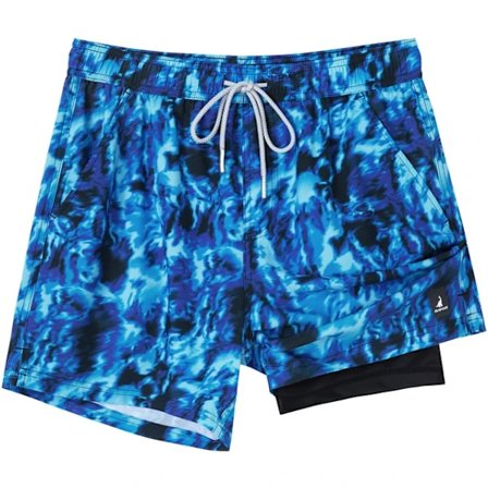 SURFCUZ badbyxor med kompressionsfoder, stretchiga badshorts Ocean Blue-Po-