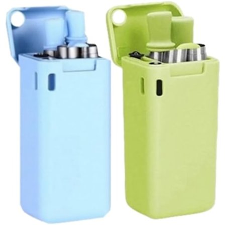 Foldbar sugerør med opbevaringsboks, foldbart rustfrit stål sugerør, genanvendeligt miljøvenligt drikke sugerør