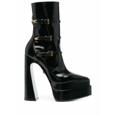 Versace, Heeled Boots Czarny, Kobieta, Rozmiar: 37 1/2 EU
