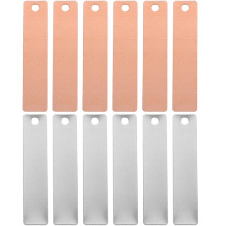 1 sett sink-kobber anode metall elektrodeplater for fruktbatteri vitenskapelige eksperimenter (4.00X0.90X0.20CM, forskjellige farger)