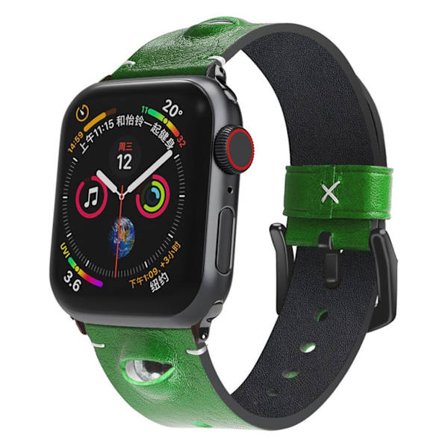 Apple Watch Series 6 / 5 44mm tyylikäs aidosta nahasta valmistettu ranneke - Vihreä