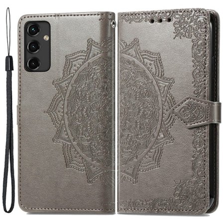 Mandala Samsung Galaxy A14 Läppäkotelo - Harmaa