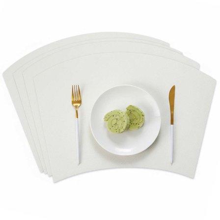 4-pakning Dekkebrikke i Kunstskinn 43x30cm Bue Hvit