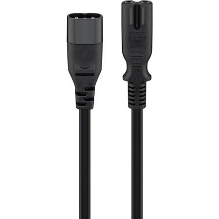 Förlängningskabel C7/C8, 2 m, svart