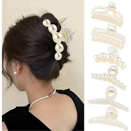 6 Hårspenner med Perler - Hårspenner Egnet for Kvinner og Jenter