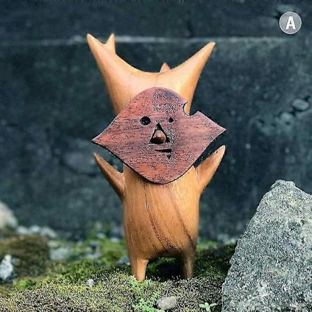Korok-statue i tre, håndverksdekorasjon for spillentusiaster, Zelda Breath of The Wild (FMY)