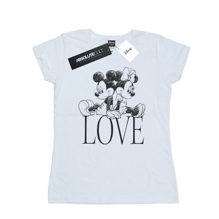 Disney Dam/Damer Mickey Och Minnie Mouse Love Bomull T-Shir