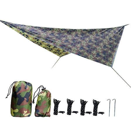 Vanntett presenning telt skygge camping hengekøye regnsikker anti-uv hagemarkise (kamuflasje)