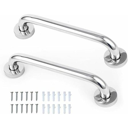 Sæt med 2 skridsikre håndtag i rustfrit stål til badeværelse og brusebad, velegnet til ældre og børn, 30 cm