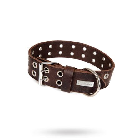 ROCK Dark Brown - Läder Hundhalsband - Scarfes, Charms & Halsbandssmycken, Draglinor, Läder- & Textilhalsband på Doggie.se