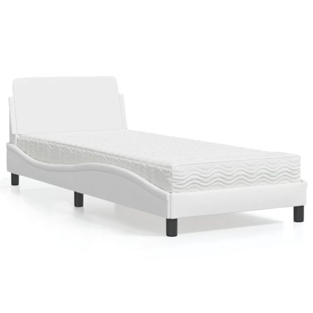 Bed with Mattress "Dover" White 90x200 cm Faux Leather