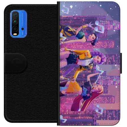 Yhteensopiva Lompakkokotelo Xiaomi Xiaomi Redmi Note 9 4G Tulevaisuutta ennakoiva K-Pop Demon Hunters tyttöryhmän kuvitus neonkaupungin popkulttuuri