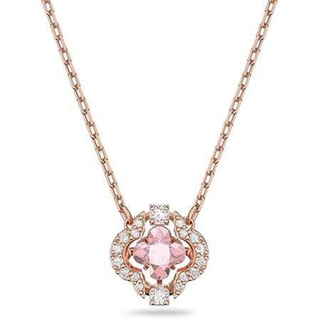 Smyckeskollektion, roséguldfärgad finish, rosa kristaller, klara kristaller