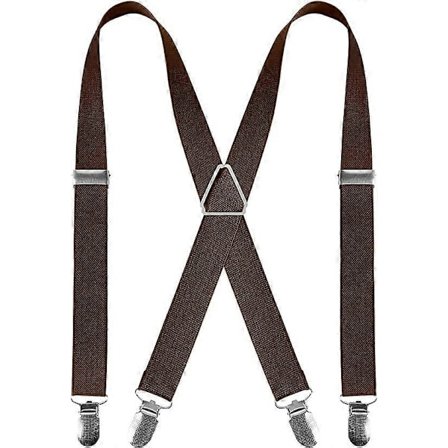 Seler til mænd med 4 clips X-form, justerbare elastiske seler til herrebukser, herreseler bryllup business casual seler (kaffe)