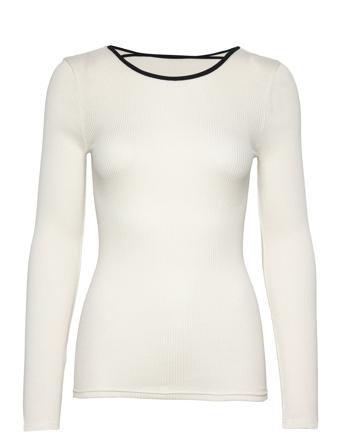 Eswalmue Ls Blouse Contrast F White Enkel Studio