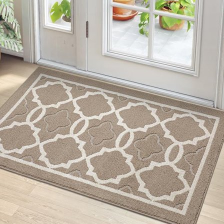 Dørmåtte 60 x 90 cm, Dørmåtte Indendørs Smudsafvisende Skridsikker, Maskinvaskbar Entrémåtte Gulvmåtte, Superabsorberende - Mørk Beige Dark Beige