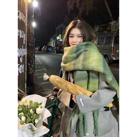 Stor Tjock Rutig Halsduk Färgad Överdimensionerad Halsduk Mjuk Stor Tjock Vintervarm Pläd Kvinnor