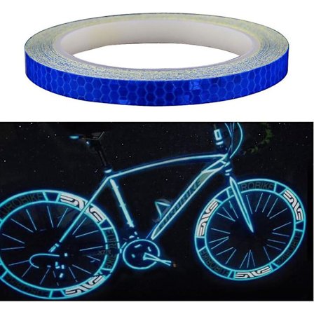 1 rulle reflekterende cykelklistermærker (blå) - 1 cm*8 m - til biler, motorcykler og mountainbikes
