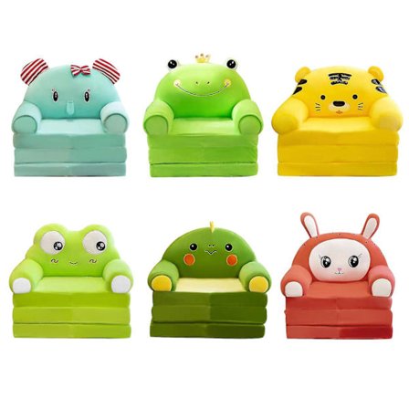 Vikbar Plyschsoffa med Ryggstöd för Barn 2 i 1 - Levereras med Fyllning, Matchar den Färdiga Produkten på Bild A