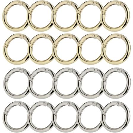 20 kappaletta pyöreä neppari, jousipyöreä neppari, jousirengas solki sinkkiseos avaimenperäkoukut käsitöihin ja laukkujen tarvikkeisiin, kulta ja