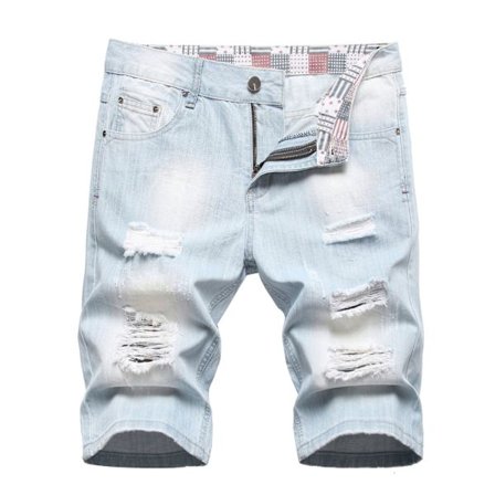 Herr Casual Ripped Jean Shorts Broken Distressed Washed Denim Shorts Stret