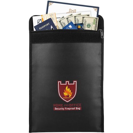 Brandhæmmende taske, brand- og vandafvisende, sort Beskyt dine værdigenstande, dokumenter, penge, smykker, batteri, lynlåslukning for maksimal 