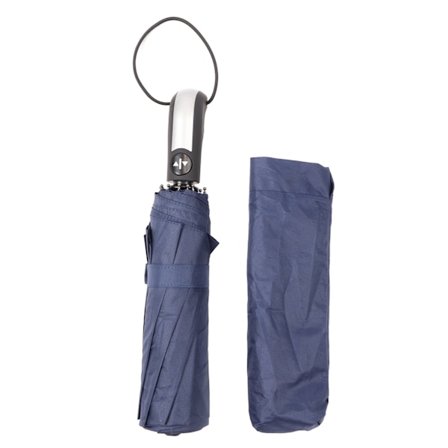 Marinblå 10 Ribbor Automatiskt Hopfällbart Reseparaply för Män Affärs Regn och Sol 58.5x10k