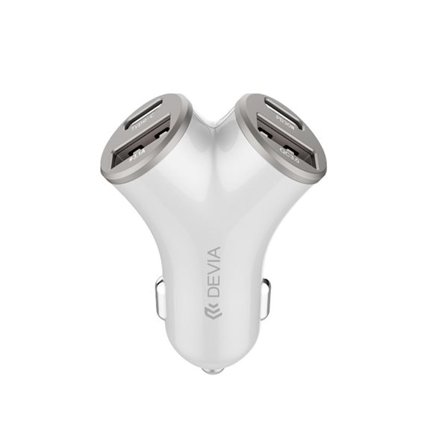 Devia Dobbelt biloplader med PD 48W 2x USB 2x USB-C - Sølv