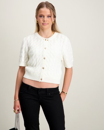 Gina Tricot Young Y cable knitted top Hvid Trøjer Pige - Kids Brand Store