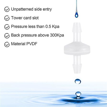 8 stk. 1/4 tommers tilbakeslagsventil 6 mm Pvdf enveisventil Inline tilbakeslagsventil Ikke-retur tilbakeslagsventil for gass