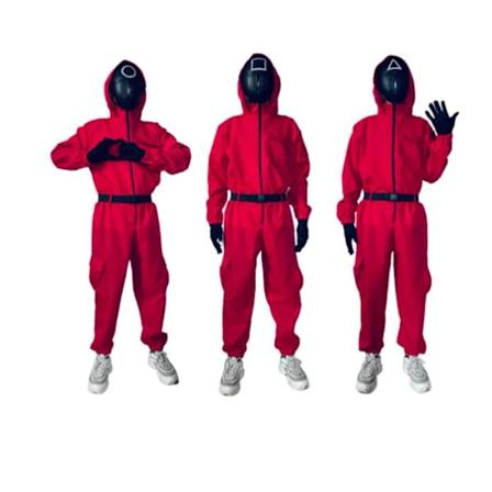 Squid Game Cosplay Jumpsuit Kostyme Sett for Voksne - Rundt 2XL Kvadrat square L