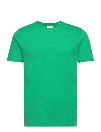 Mouliné O-Neck Tee S/S T-shirts Short-sleeved Grønn Lindbergh*Betinget Tilbud