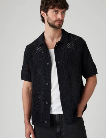Levi's Sweater Camp Shirt Pointelle C - Black - S