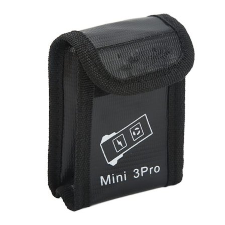 Räjähdyssuojattu palonkestävä nailoninen akkuturvalaukku tarrakiinnityksellä DJI Mini 3 Pro 1 akulle, musta