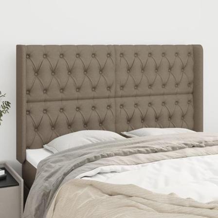 Vidaxl Huvudgavel Med Kanter Taupe 147x16x118/128 Cm Tyg Taupe