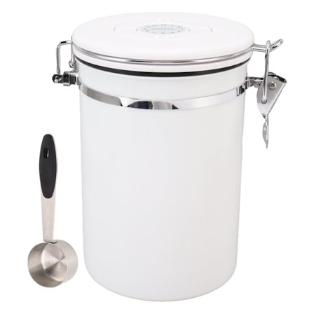 Kaffebeholder i rustfrit stål med god forsegling, lufttæt opbevaringsbeholder til bønner, te, nødder, hvid, 1,8 l