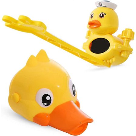 2 stk. vandhane forlænger til børn, og vandhane kontakt forlænger, andeform, justerbar