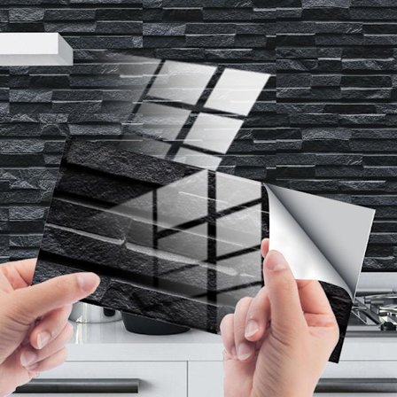 (Grå og svart, 24 ark) Kjøkken- og baderomsklistremerker, dekor